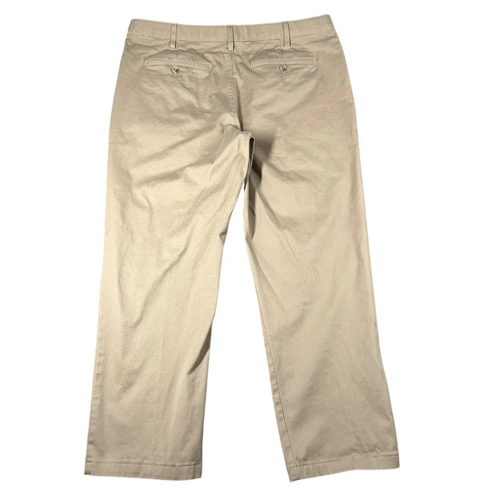 Lands End Mens 38‎ Khaki Traditional Fit Flat Front Chino Pants Pockets